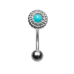 16g Petite Roped Turquoise Reversible Belly Bar