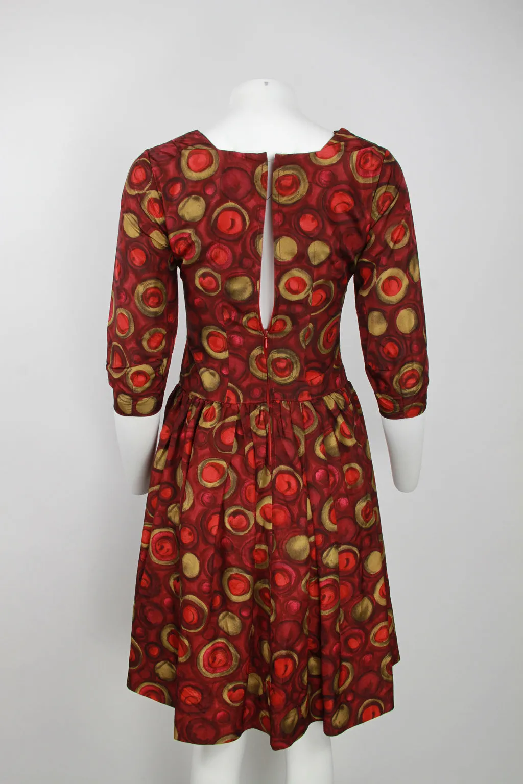 1950s Berry pink/red 3/4 sleeve dress – S