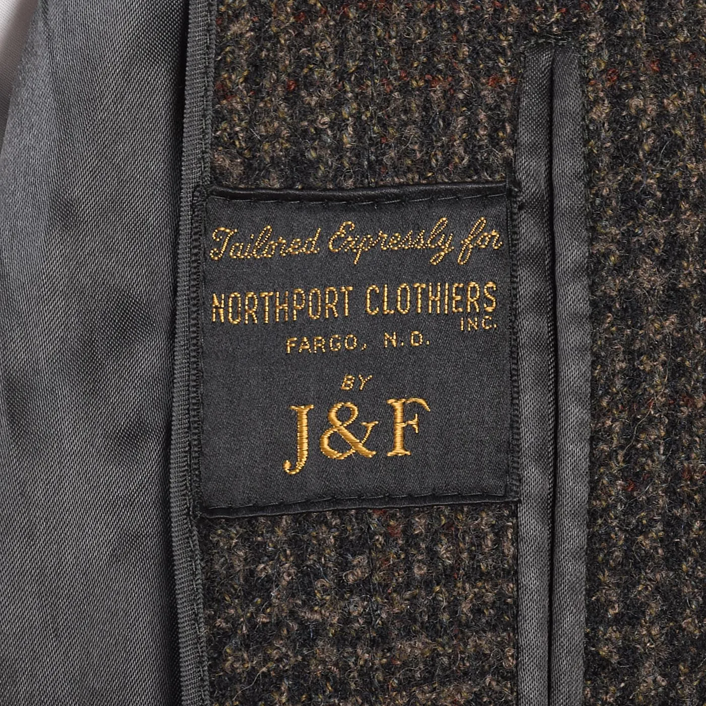 1950s Mens Brown Wool Coat with Windowpane Plaid