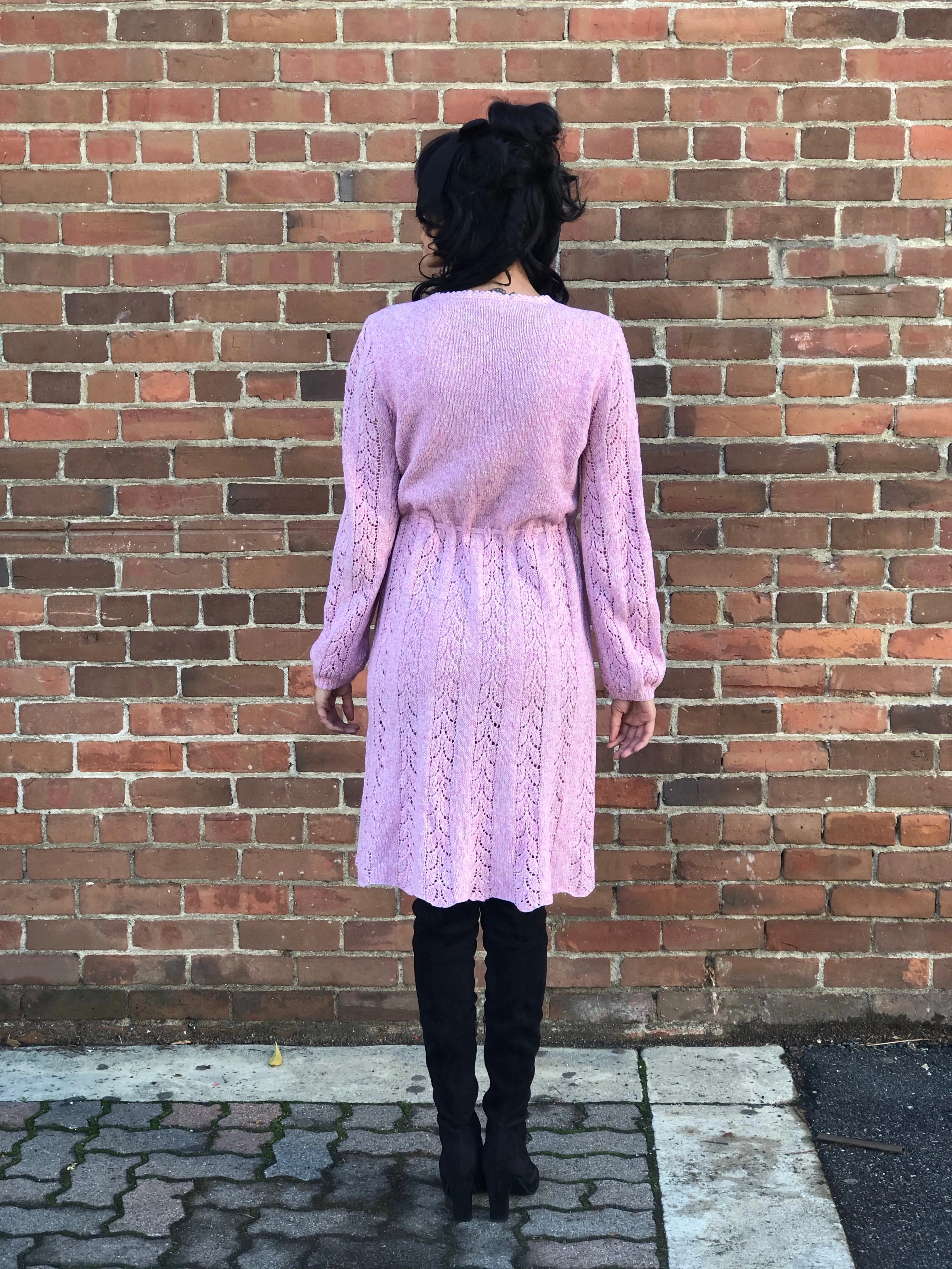 1970s Dusty Rose Sweater Dress