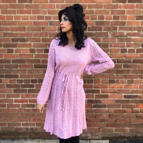 1970s Dusty Rose Sweater Dress