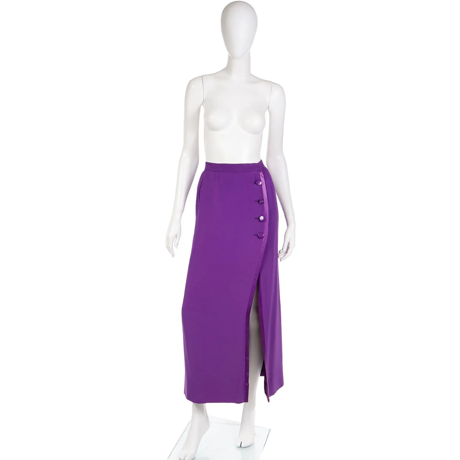 1990s Vintage Yves Saint Laurent Purple Long Evening Skirt