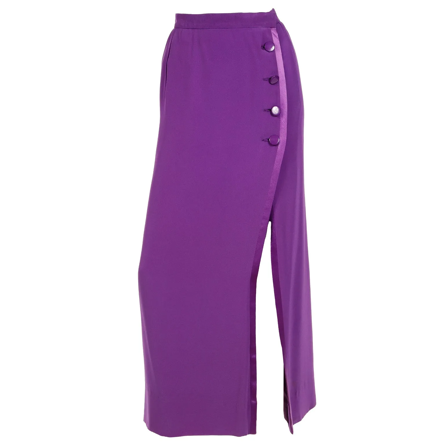 1990s Vintage Yves Saint Laurent Purple Long Evening Skirt