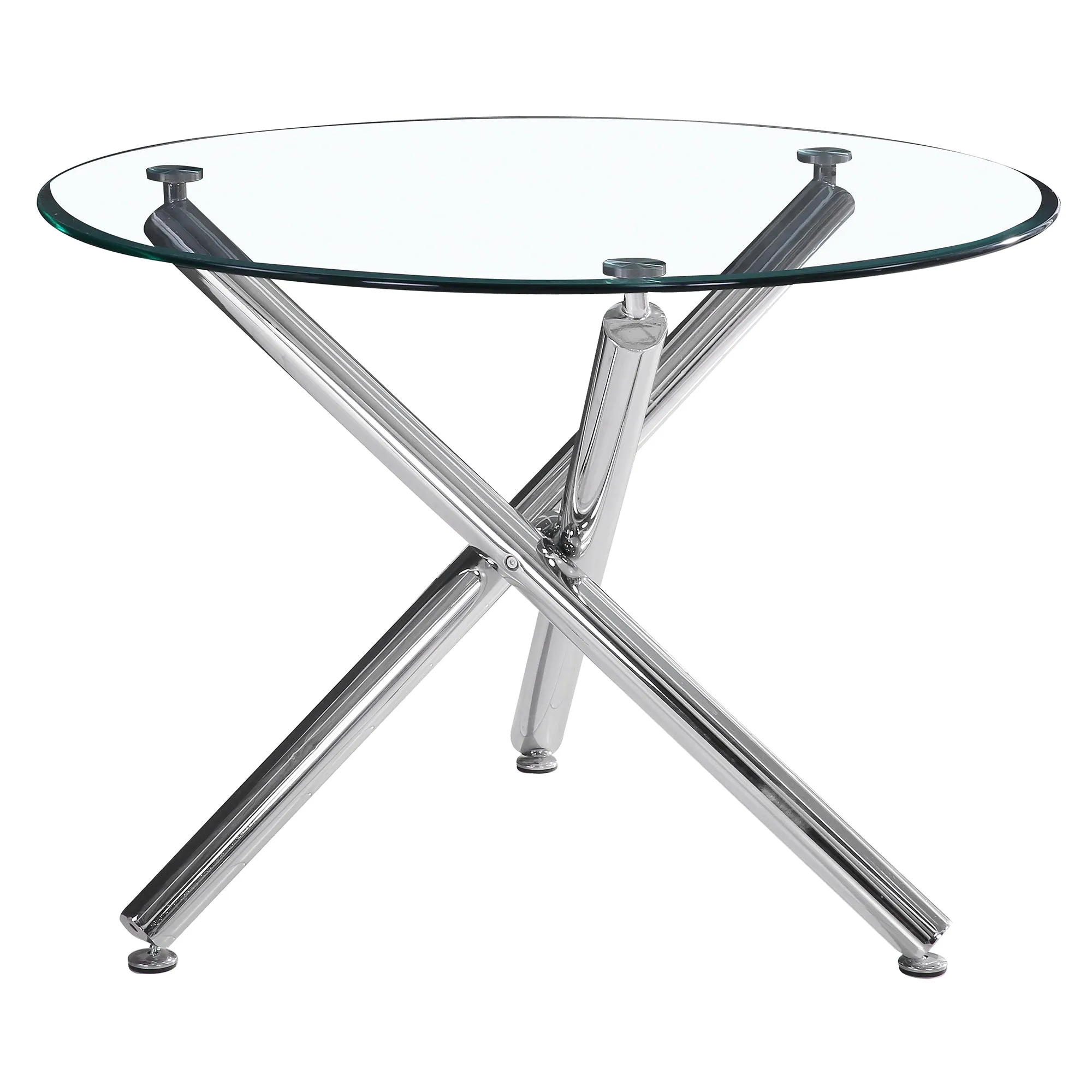 5 Piece Glass Round Dining Set Solara Chrome