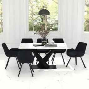 7 Piece Dining Room Set Julius Black and White