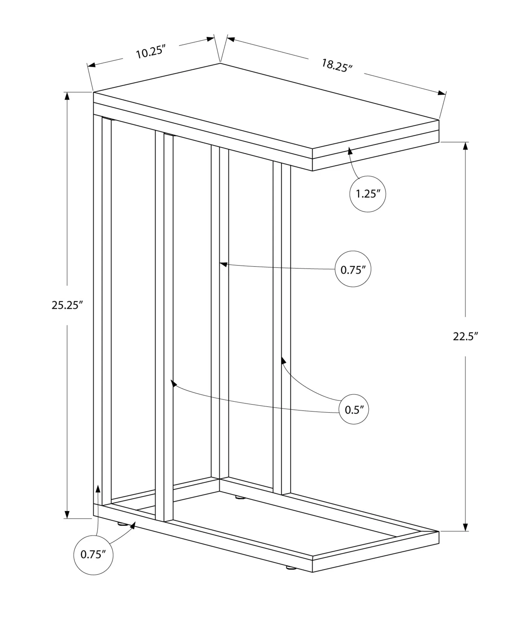 Accent Table - Glossy White With Chrome Metal