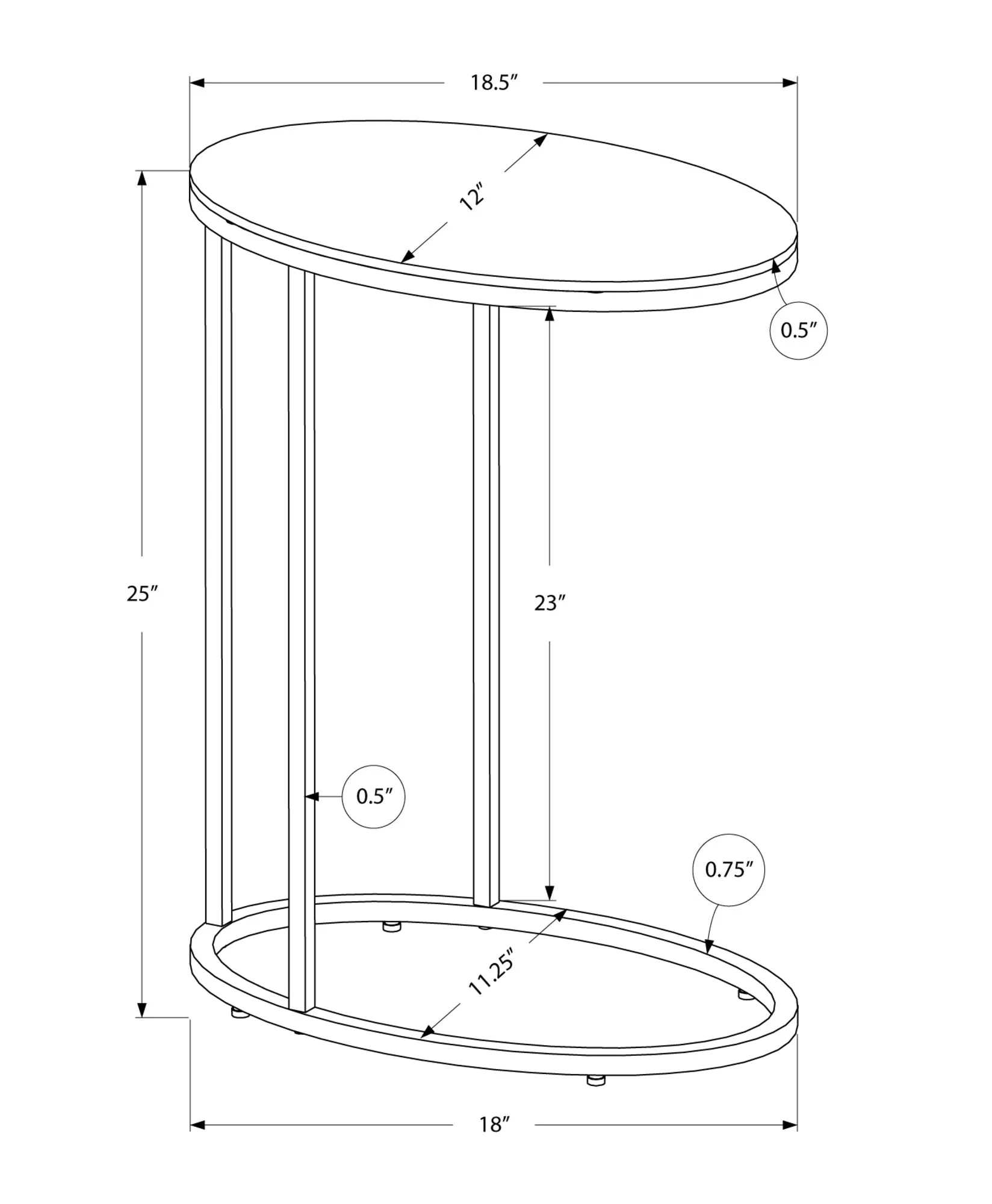 Accent Table - Oval / Glossy White With Chrome Metal