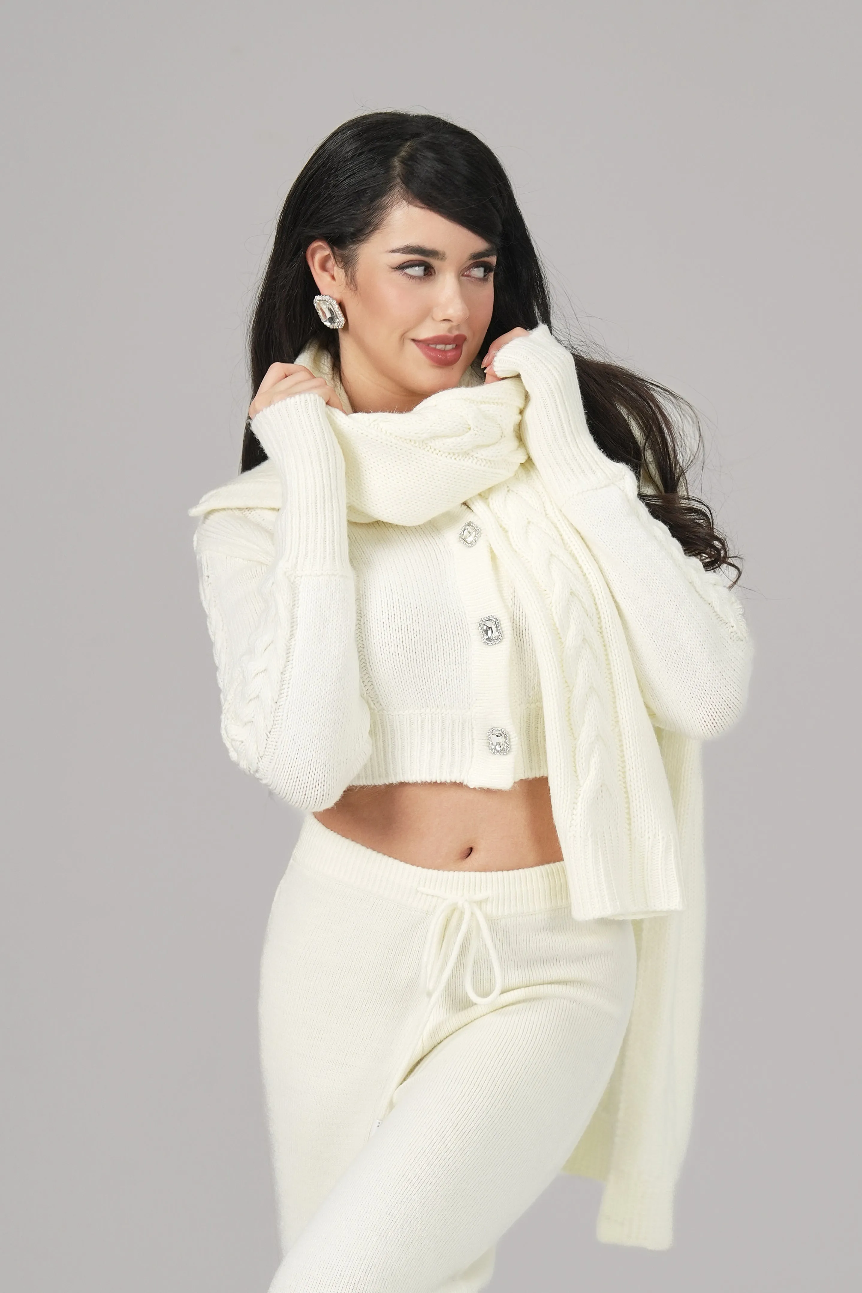 Addison Coat   Scarf Set (White)