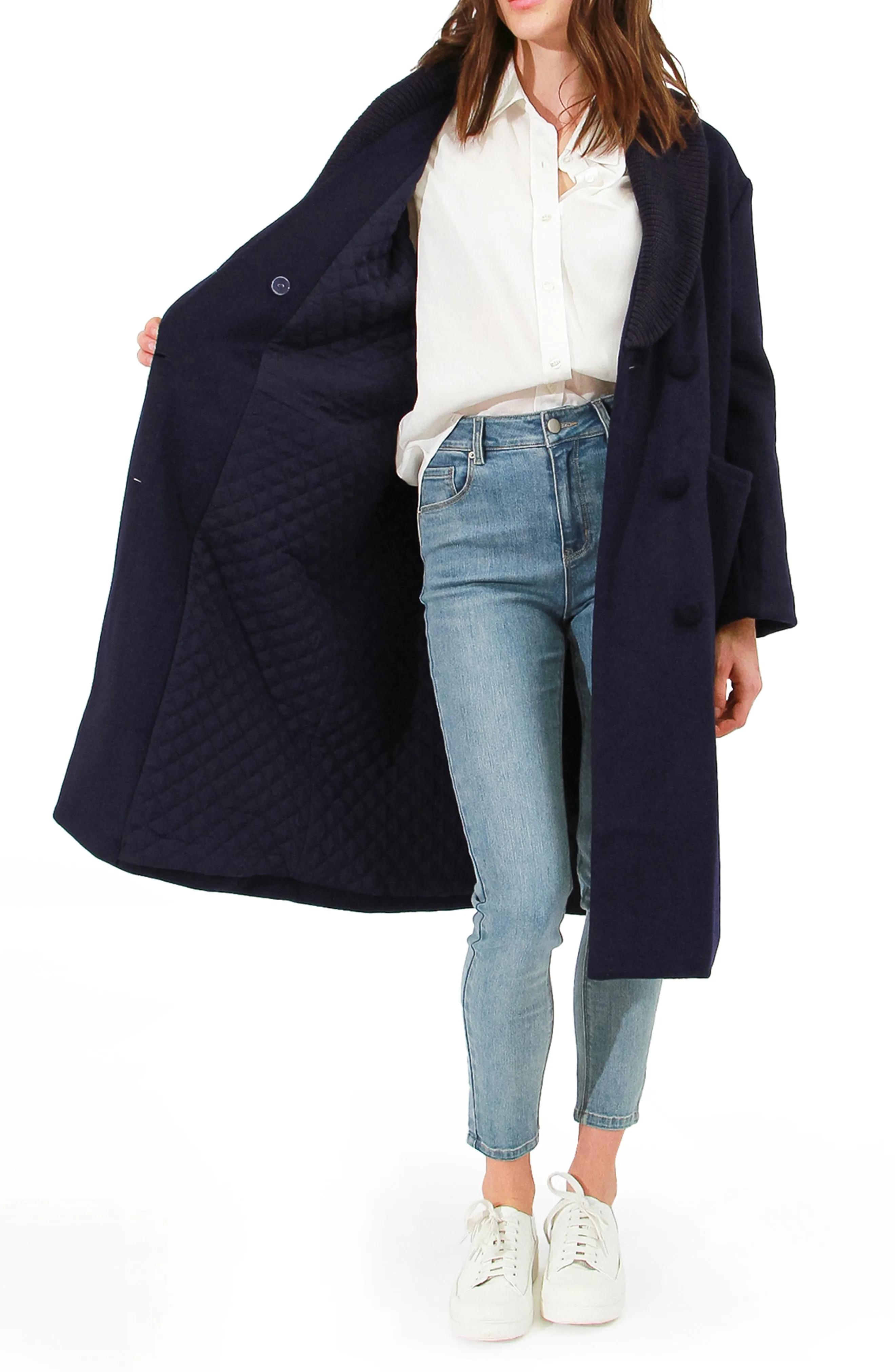 After Party Qulited Lining Coat - Navy