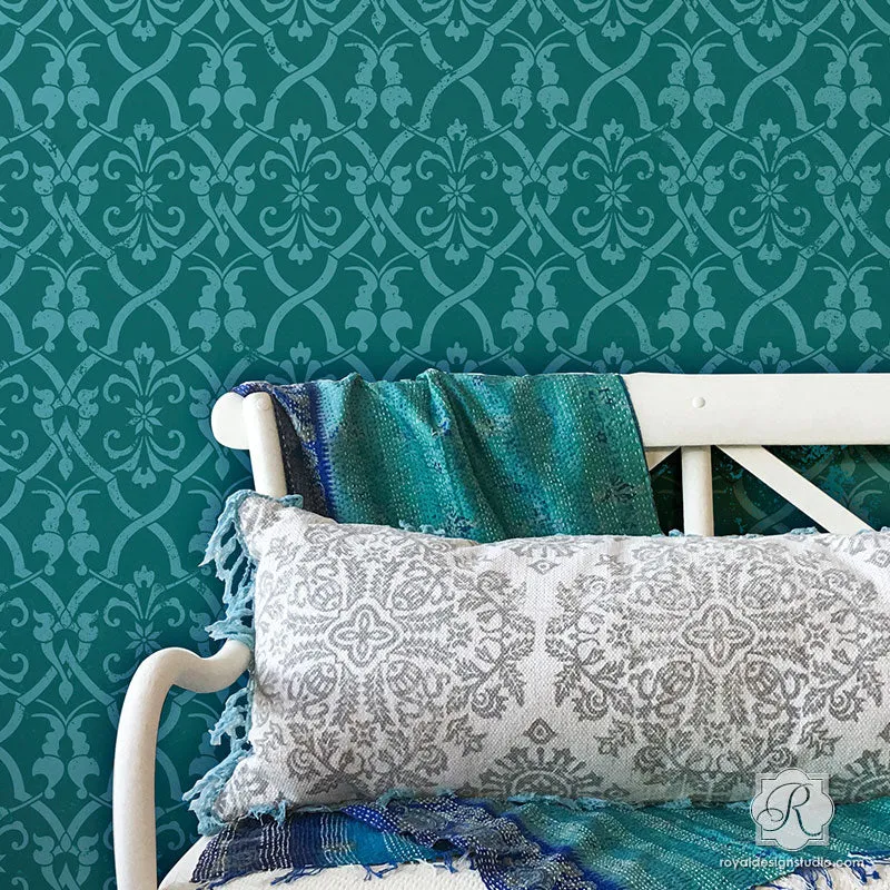 Aladdin Damask Wall Stencil