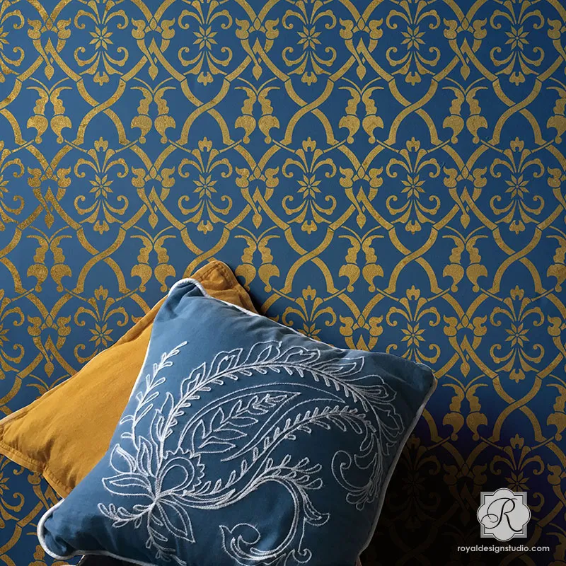 Aladdin Damask Wall Stencil