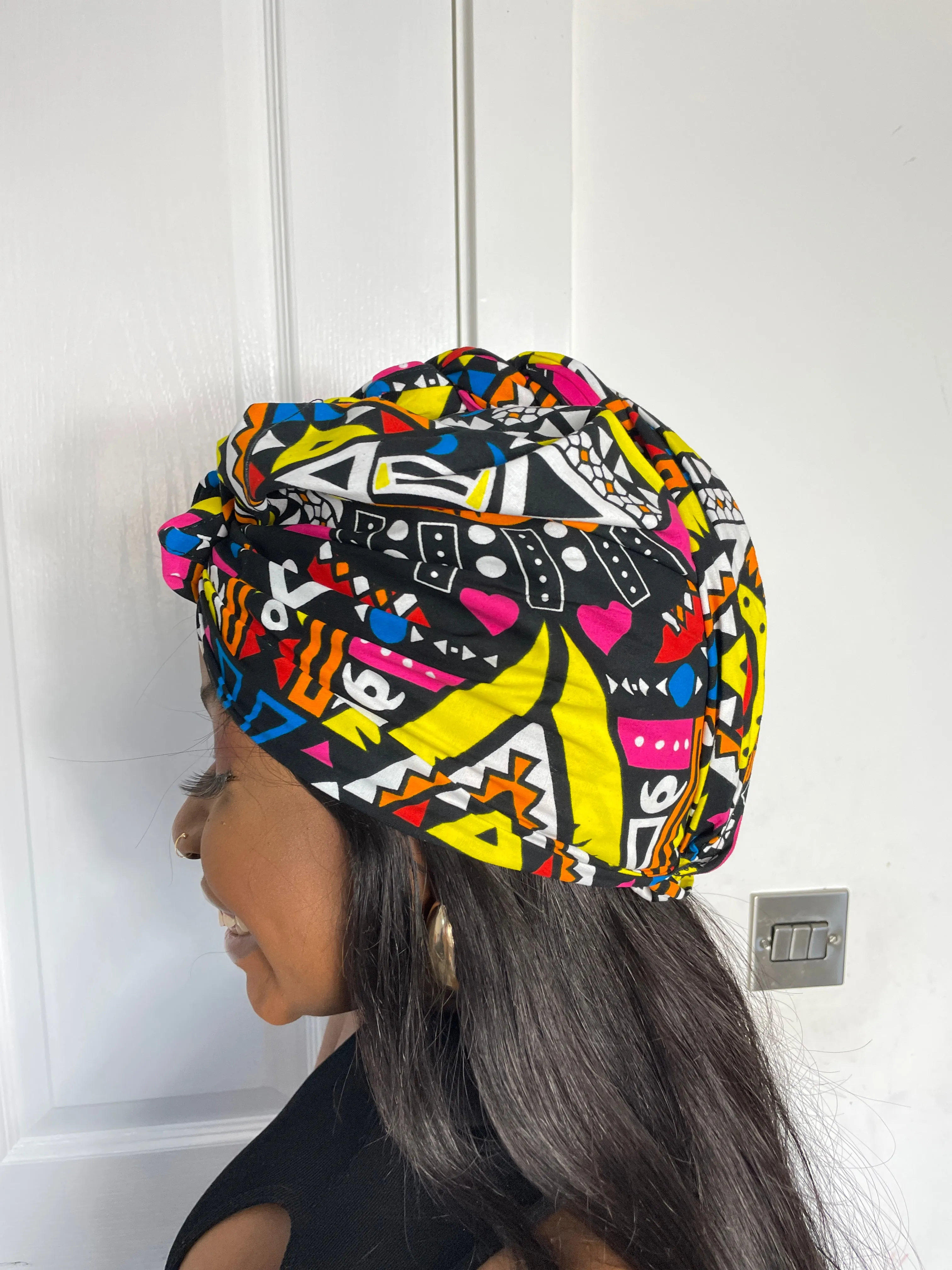 Alade Ankara Headwrap/Scarf | Yellow and Pink African Print