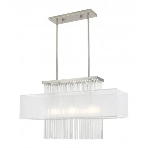 ALEXIS 3 LIGHT LINEAR CHANDELIER, BRUSHED NICKEL