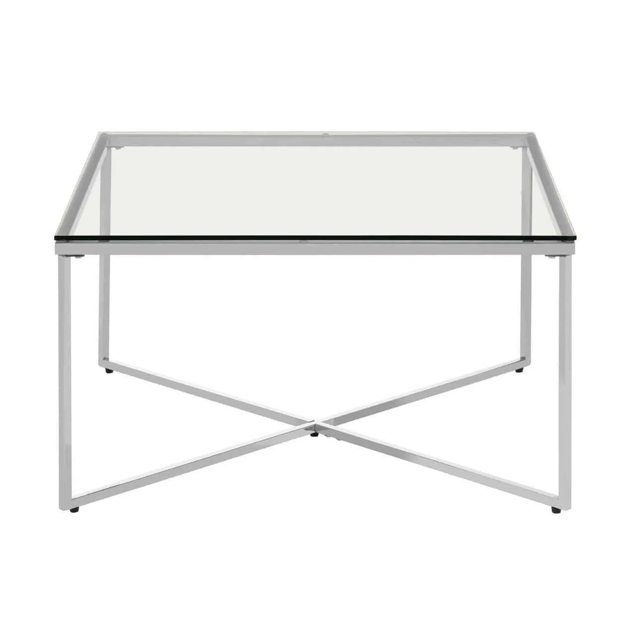 Allez Silver Finish Cross Base End Table