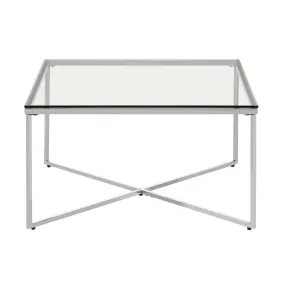 Allez Silver Finish Cross Base End Table