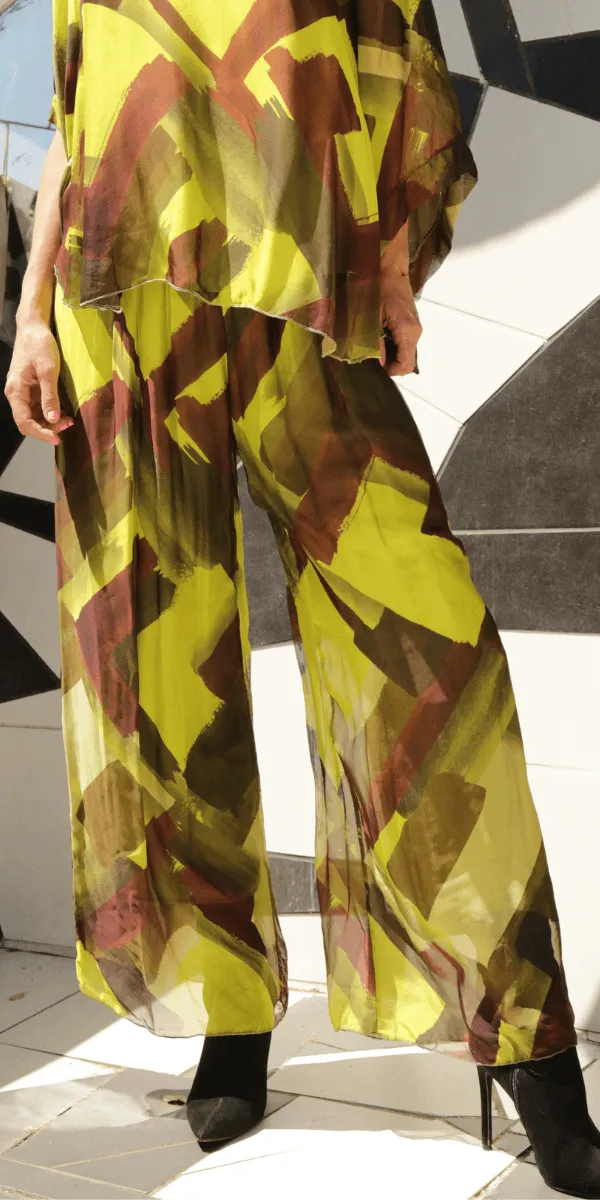 Angelo Brushstroke Silk Pant