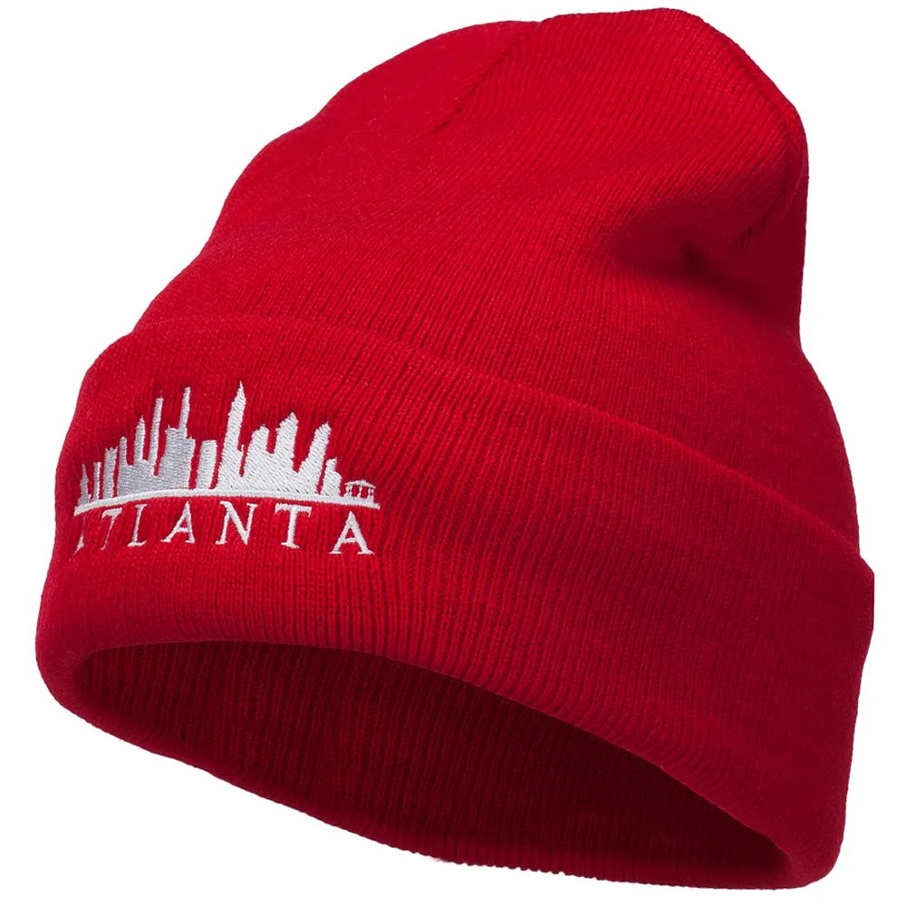 Atlanta Skyline Embroidered Cuffed Long Beanie