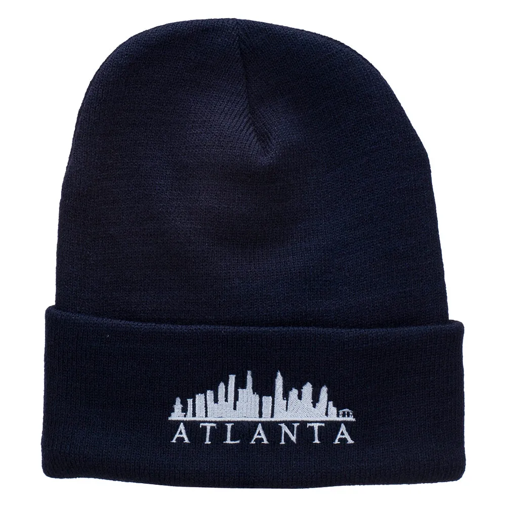 Atlanta Skyline Embroidered Cuffed Long Beanie