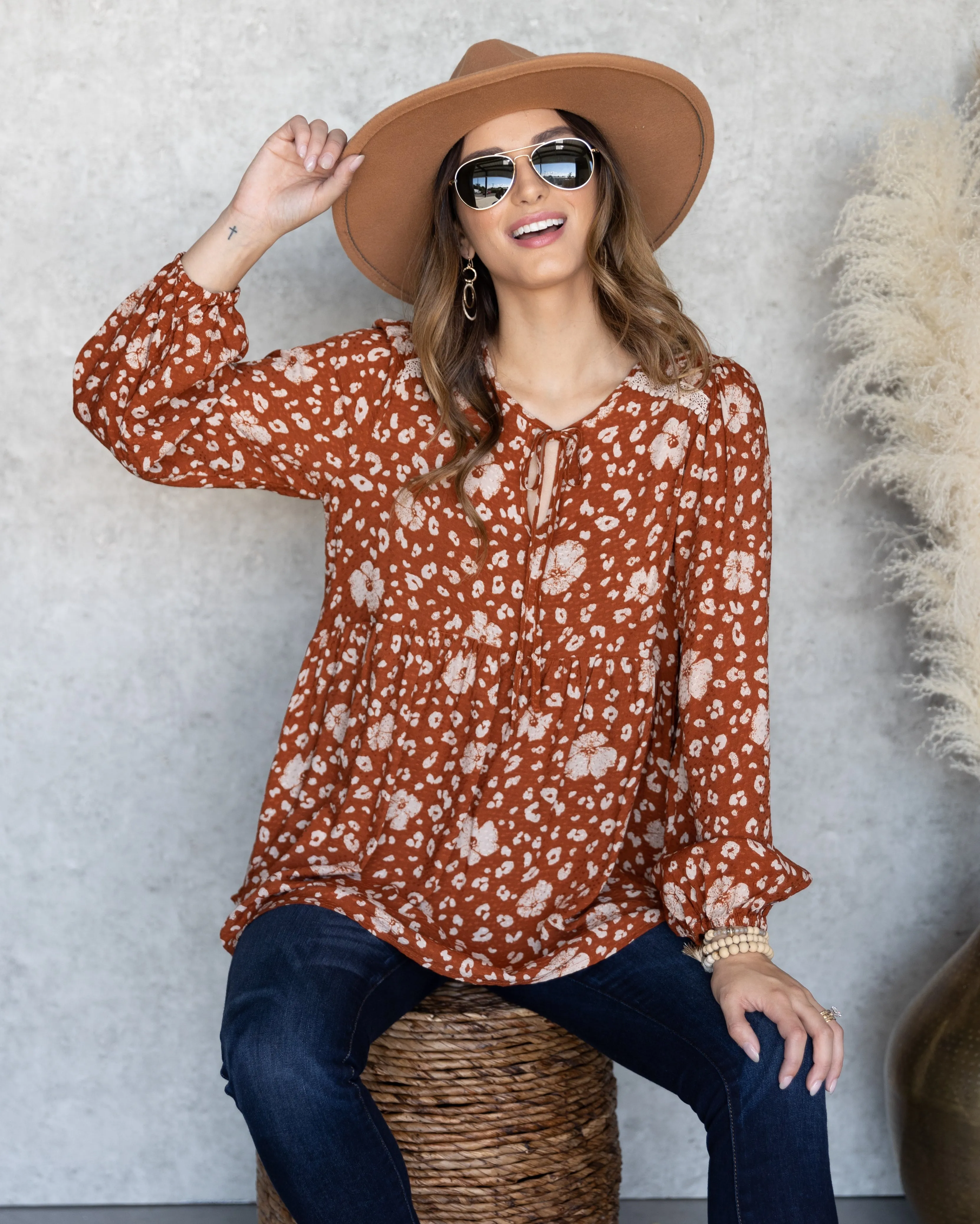 Audrey Multi Print Top - Rust