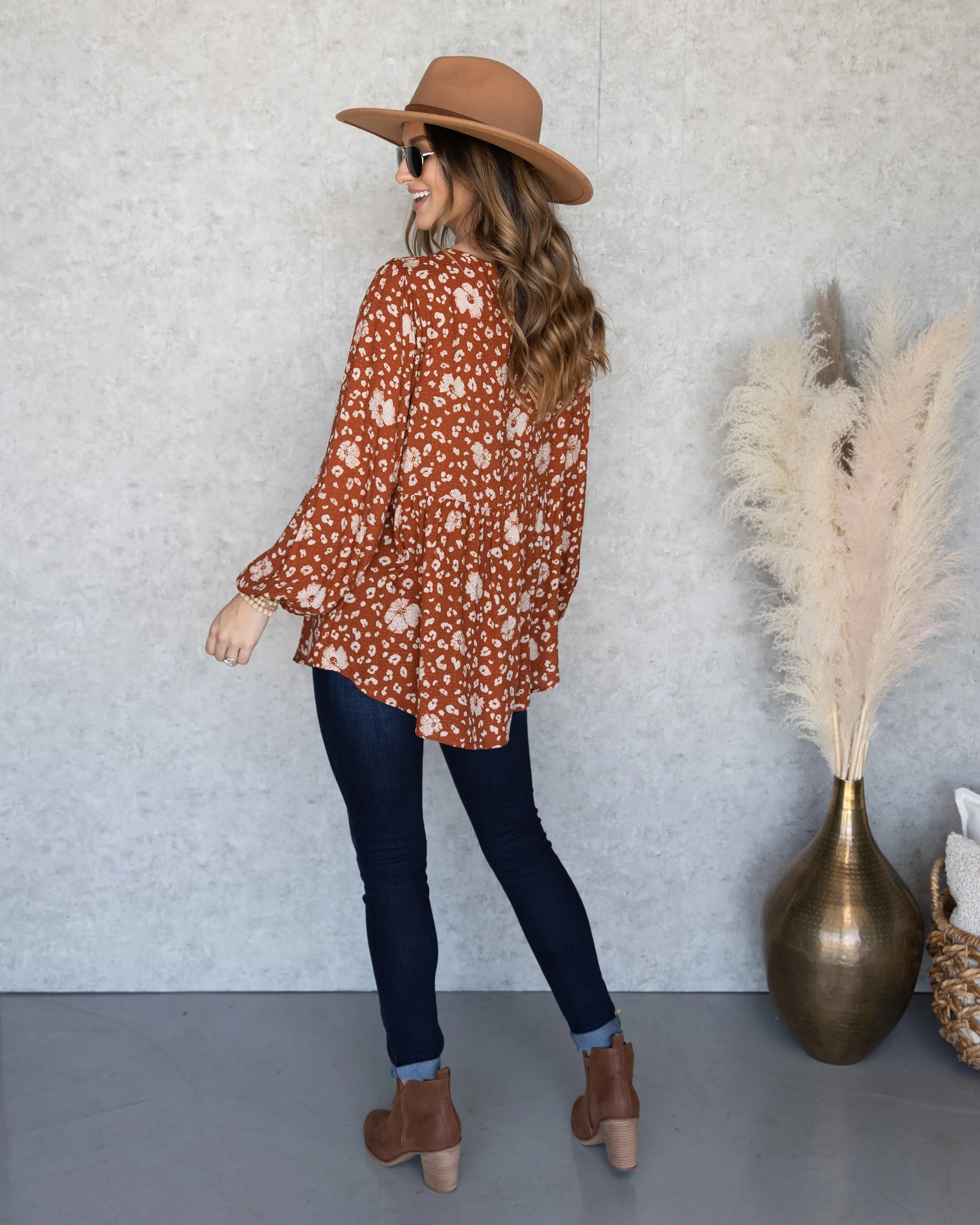 Audrey Multi Print Top - Rust