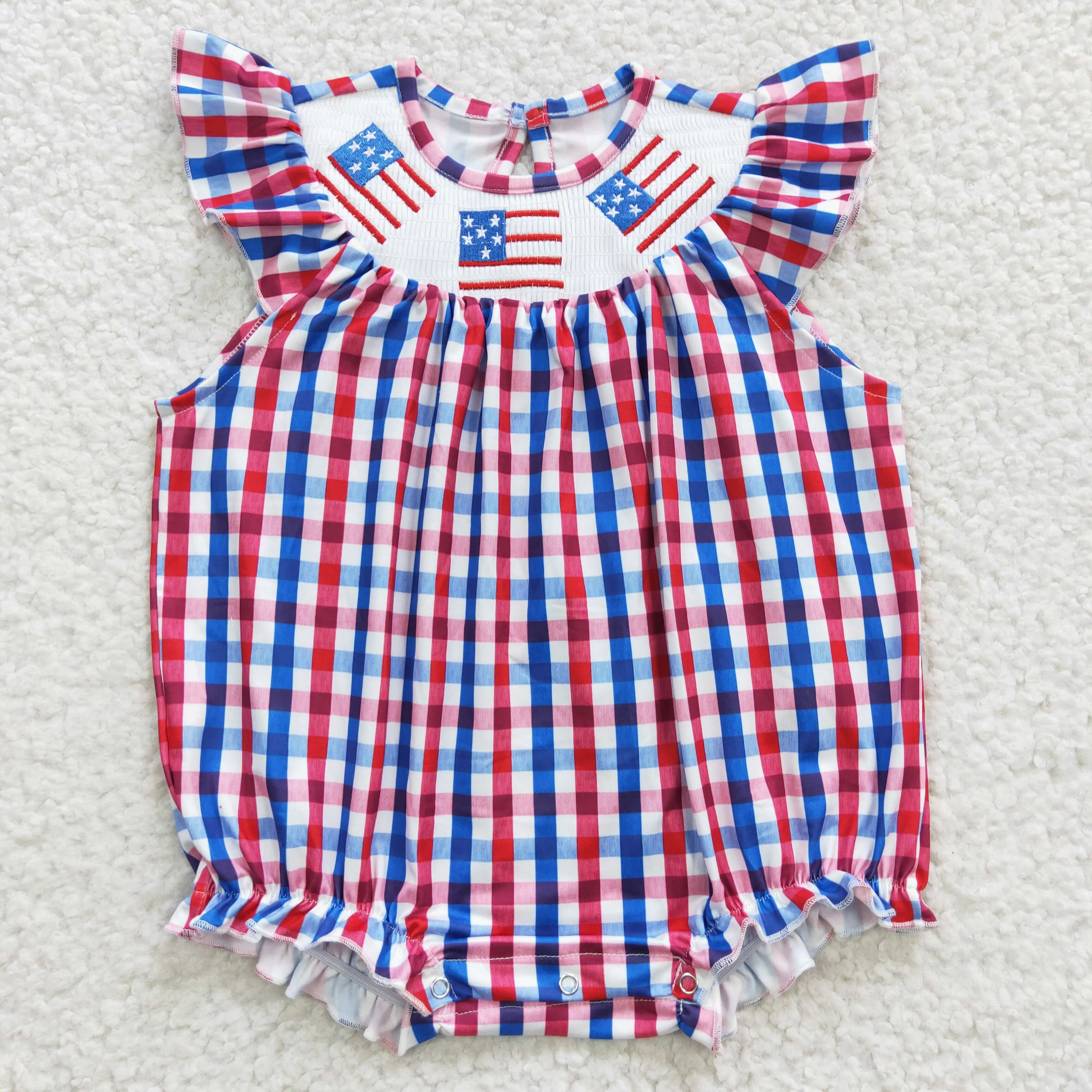 baby American flag embroidery onesie SR0388