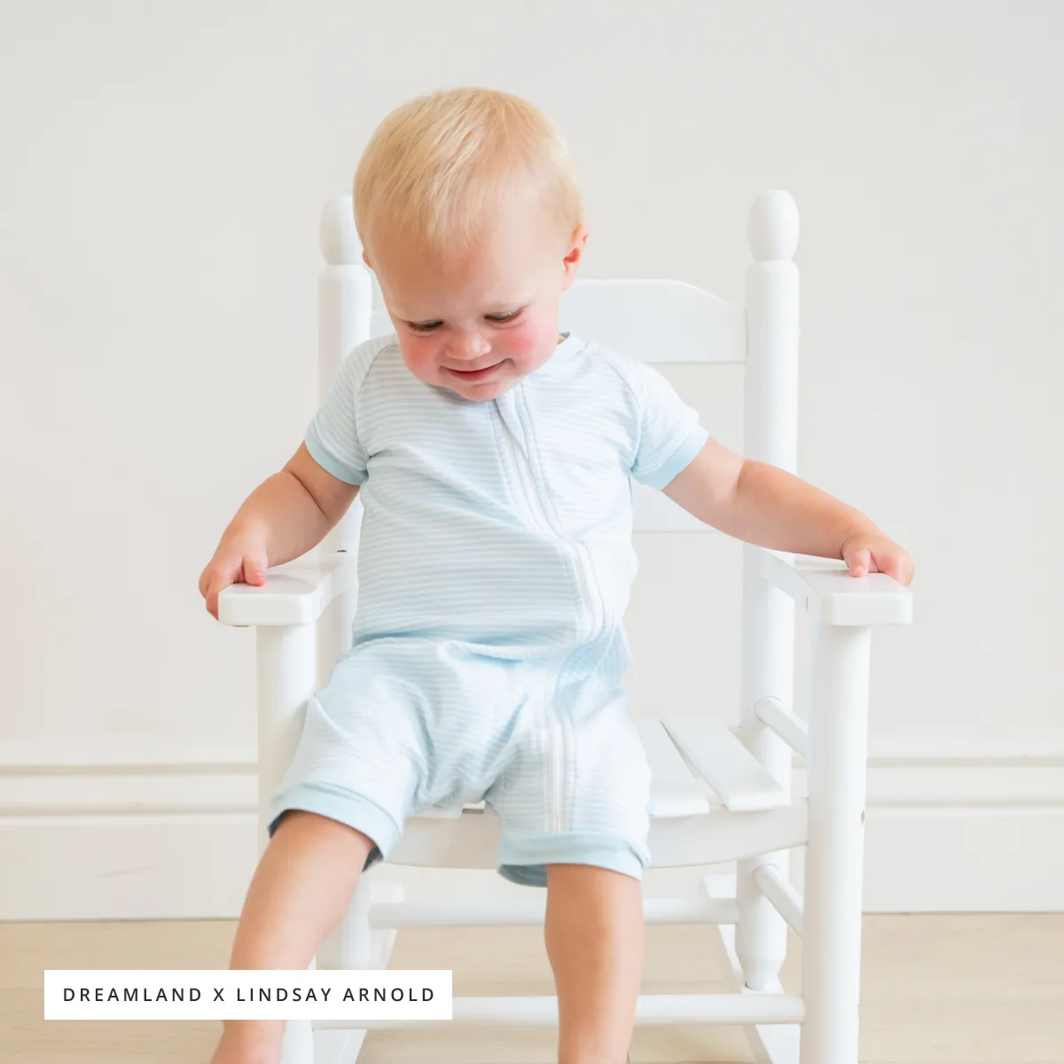 Baby Short-Sleeve Bamboo Romper - Delicate Blue Stripe