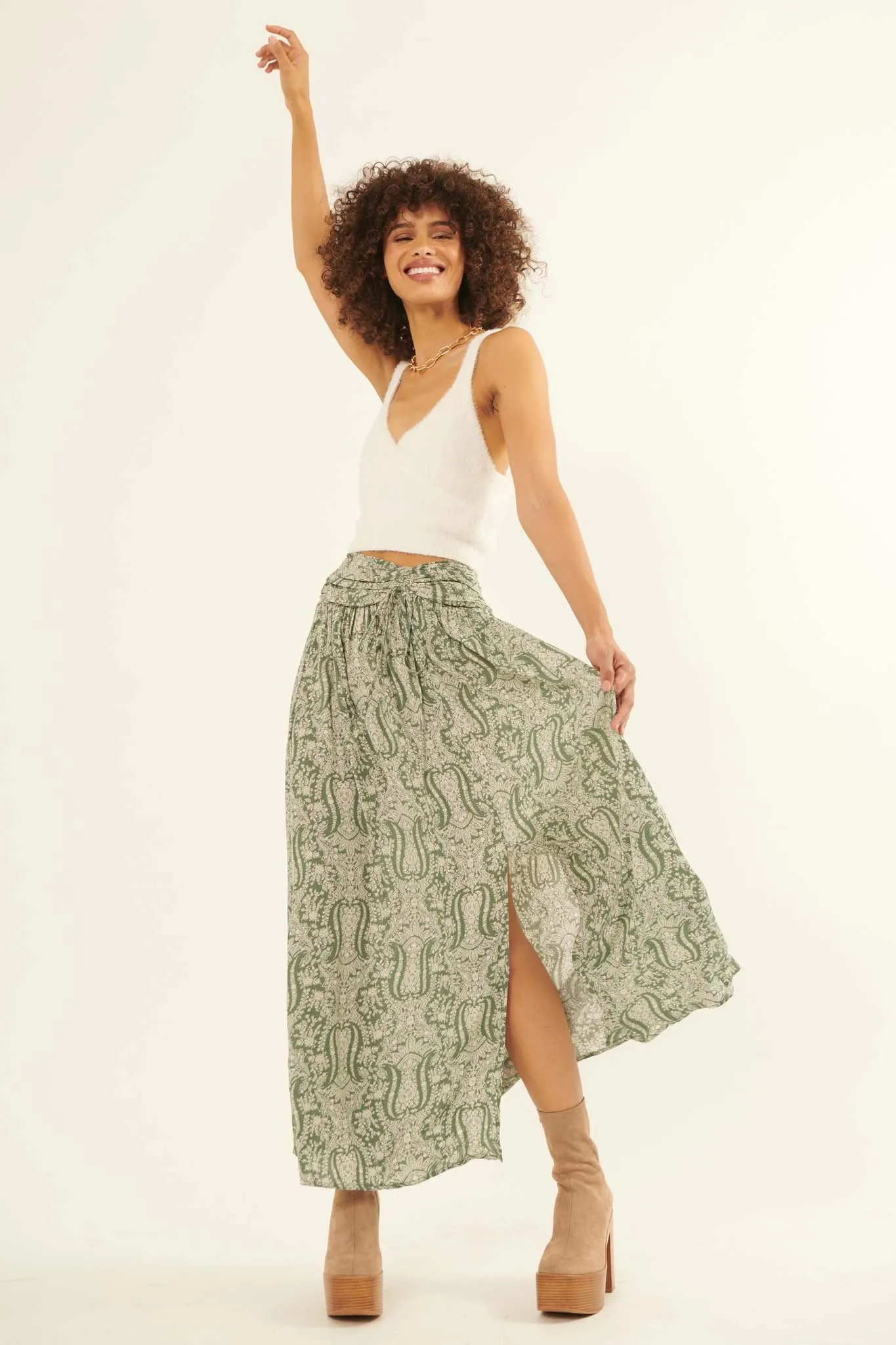 Beauty Queen Ornate Floral-Print Maxi Skirt