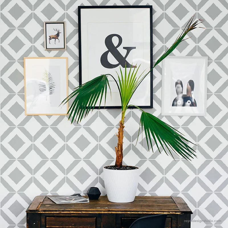 Bird's Eye Ikat Allover Wall Stencil