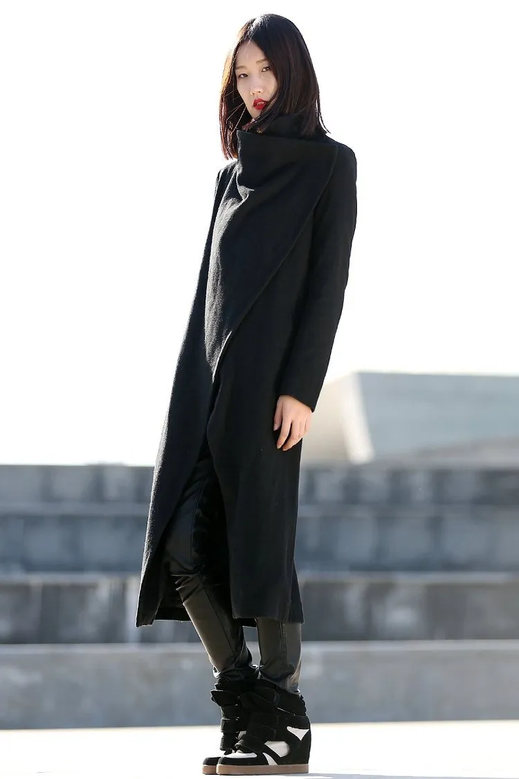 Black coat, wool coat, winter coat, long wool coat, long sleeve jacket, women jackets, plus size womens jacket, coats, jacket C195