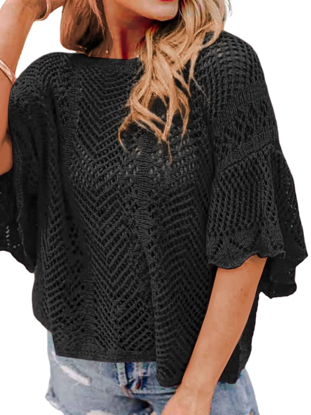 Black Crochet Top