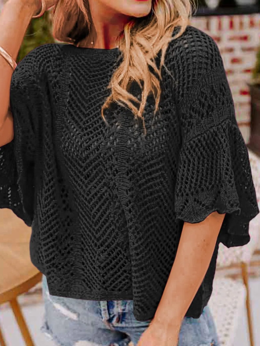 Black Crochet Top