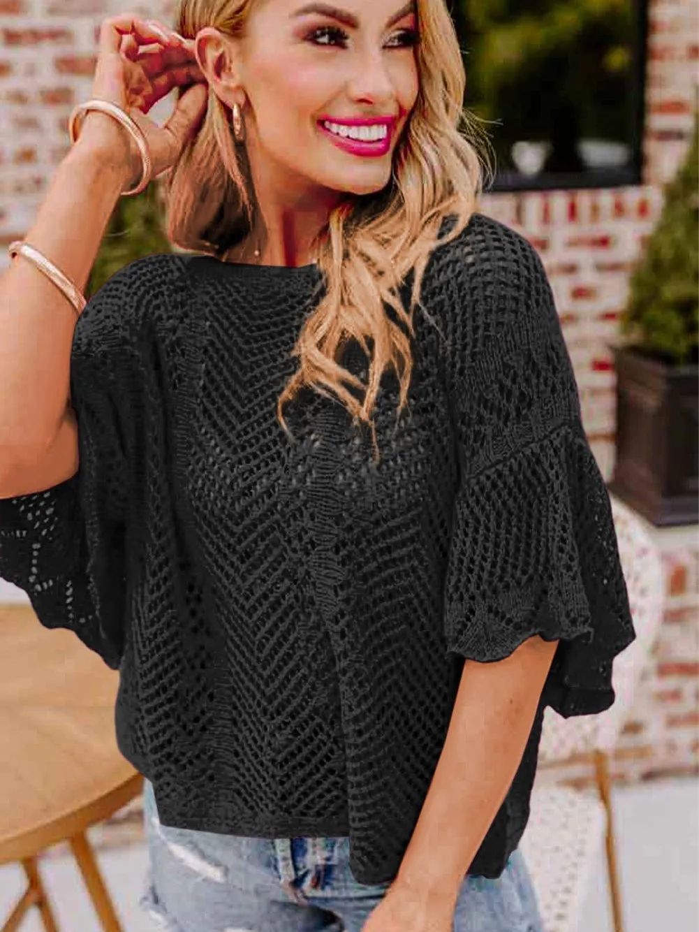 Black Crochet Top