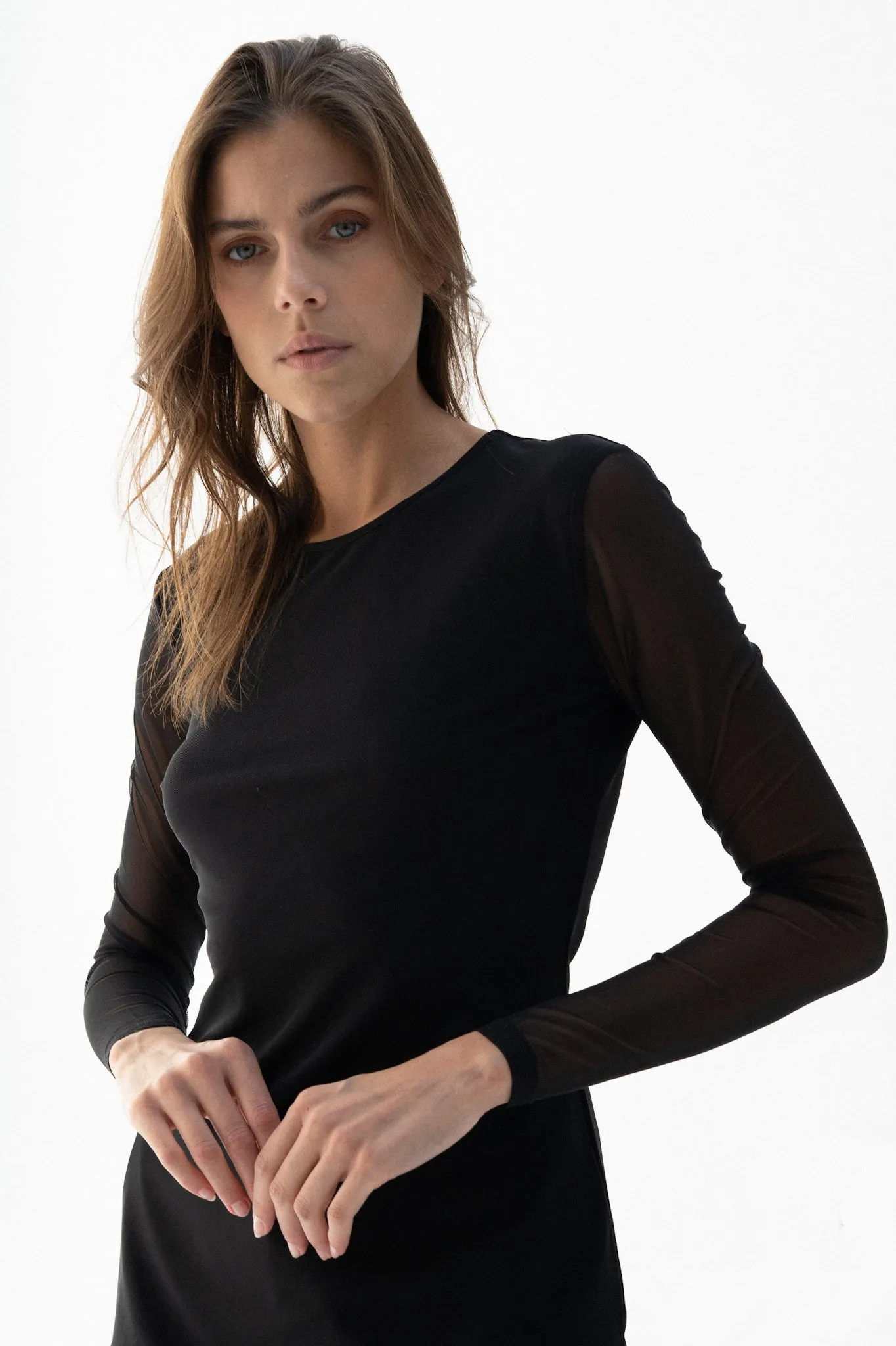 Black Long Sleeves Top (Tulle)