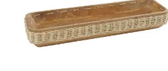 BLACK MANGO WOOD HANDMADE NESTING TRAY WITH HAND SEWN SEAGRASS ACCENTS, 24" X 7" X 4"