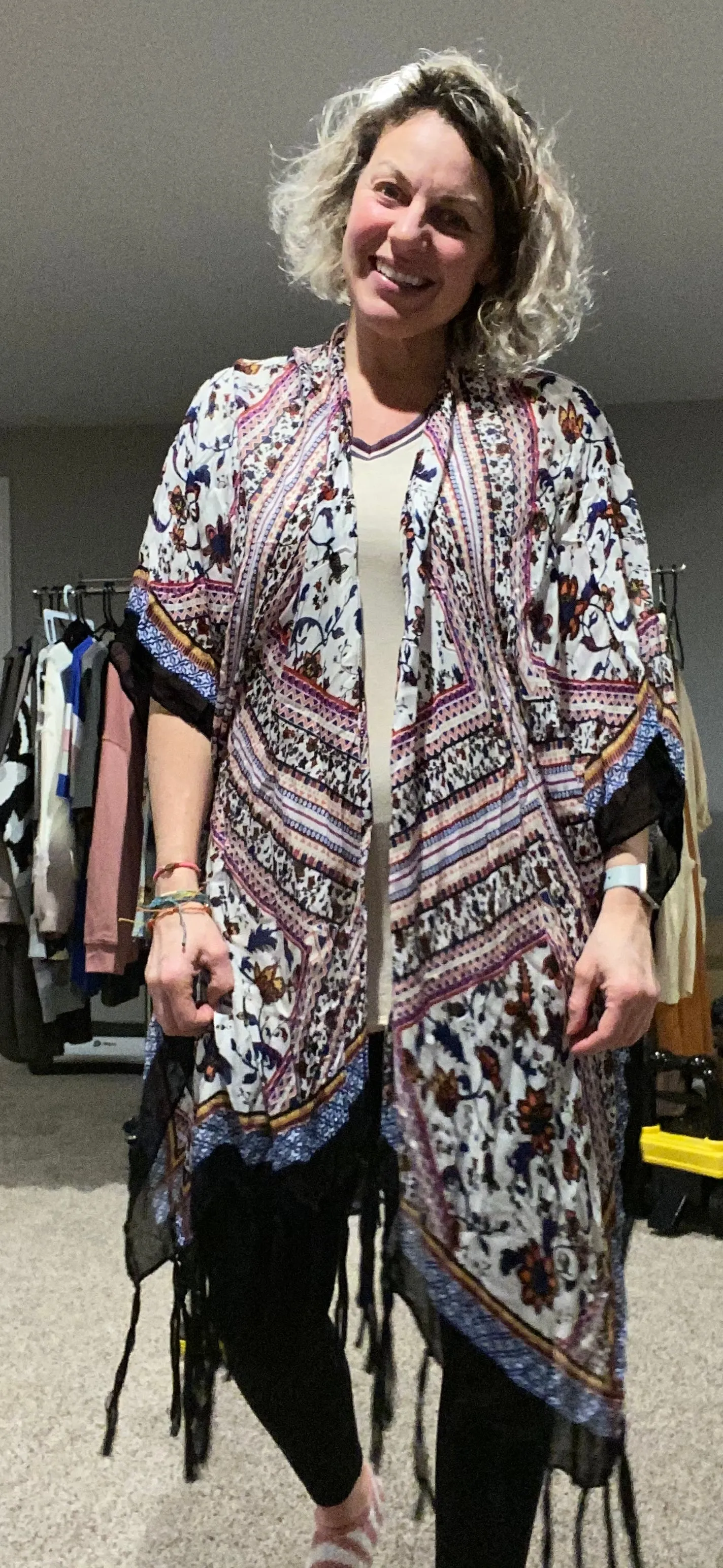 Bohemian diamond tassel kimono