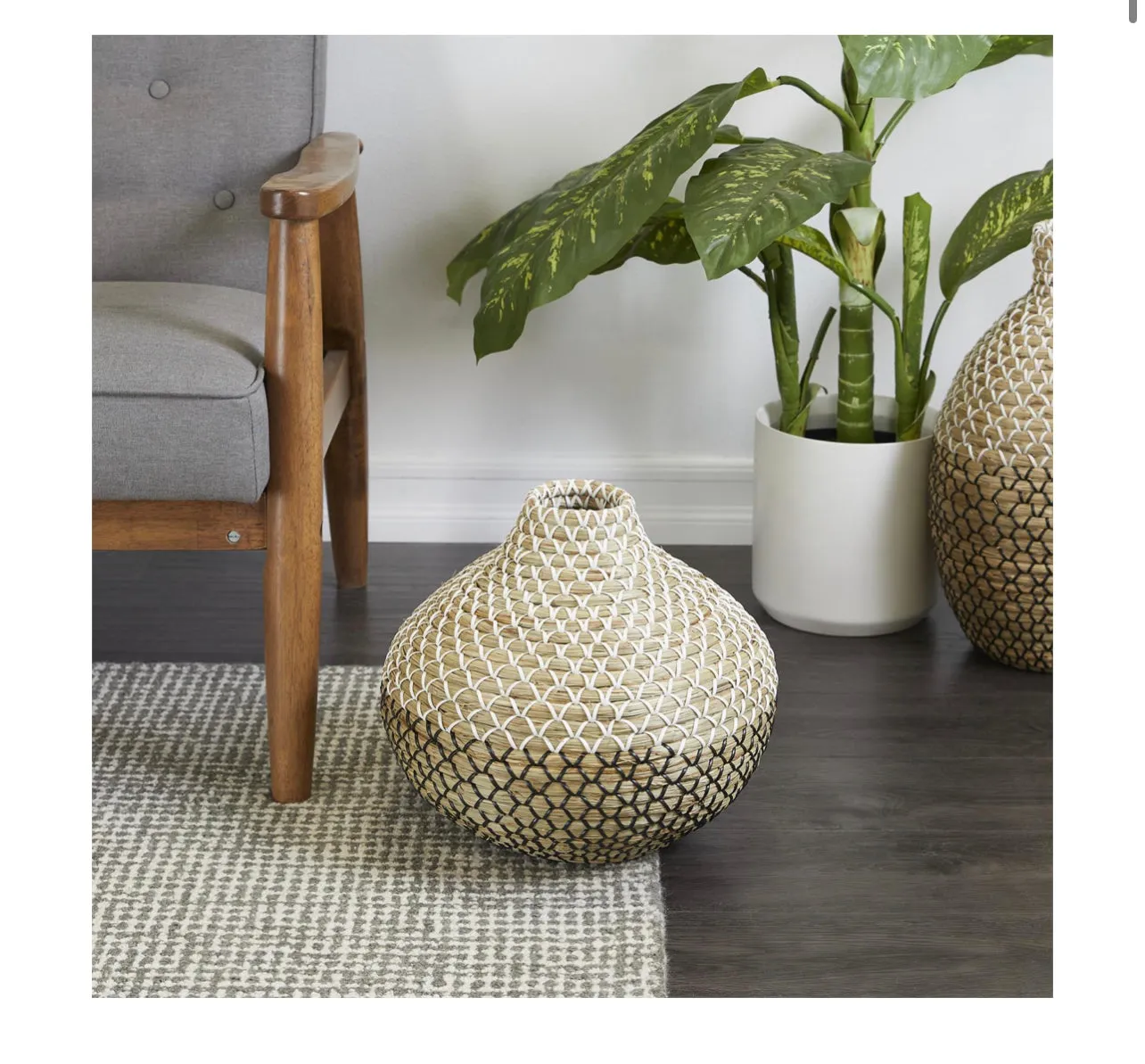 BROWN SEAGRASS HANDMADE WOVEN VASE