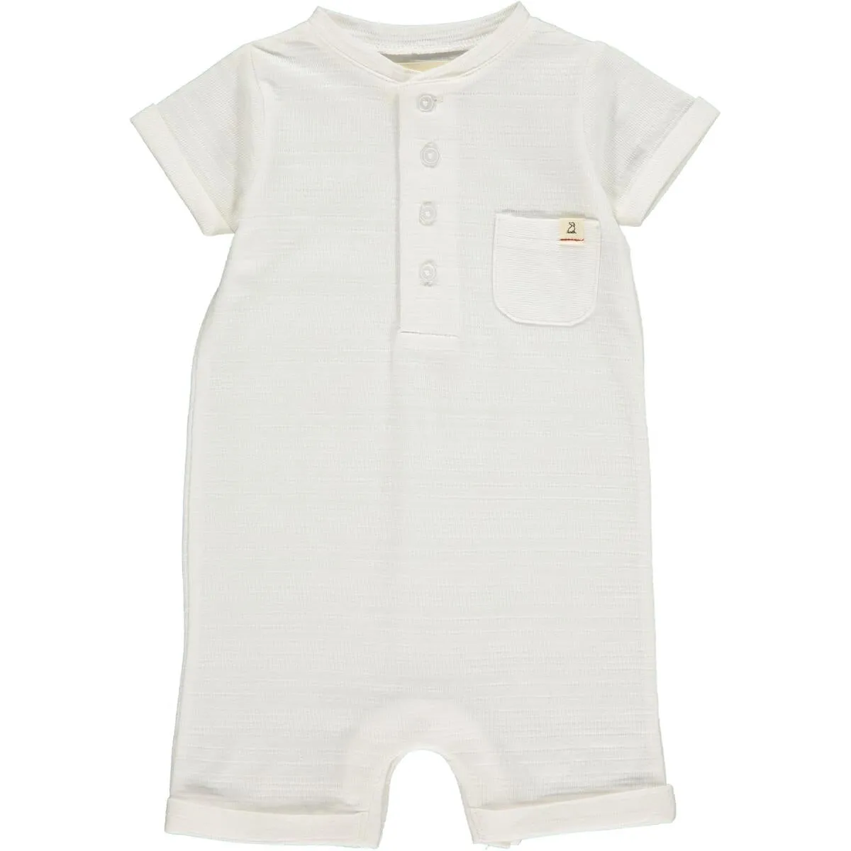 Camborne Henley Romper- White Ribbed