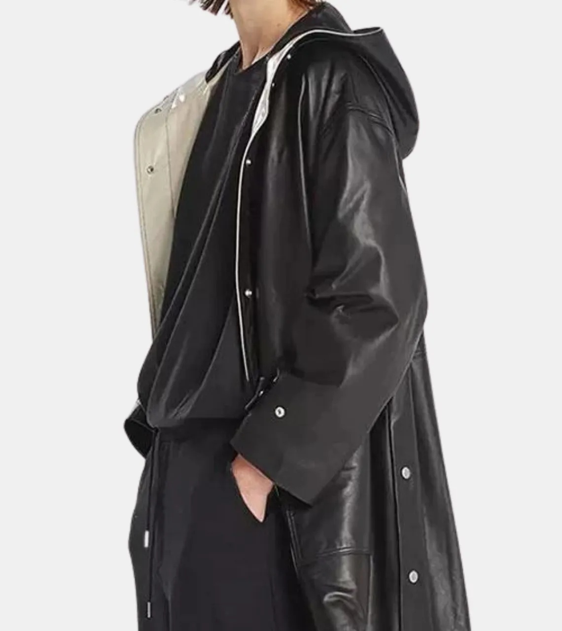 Camden Women's Hooded Black Leather Coat