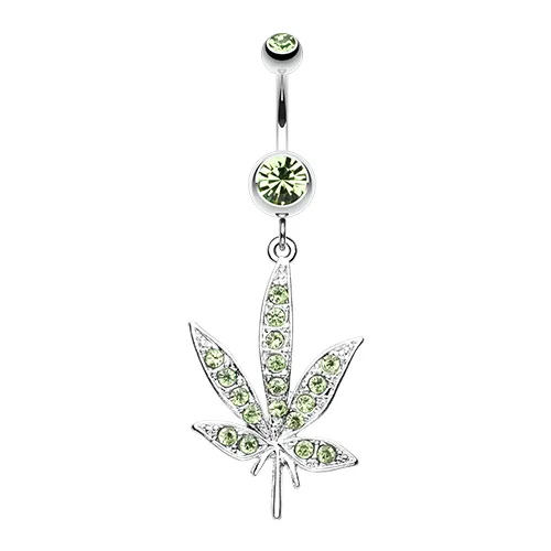 Cannibis Pot Leaf Belly Piercing Ring