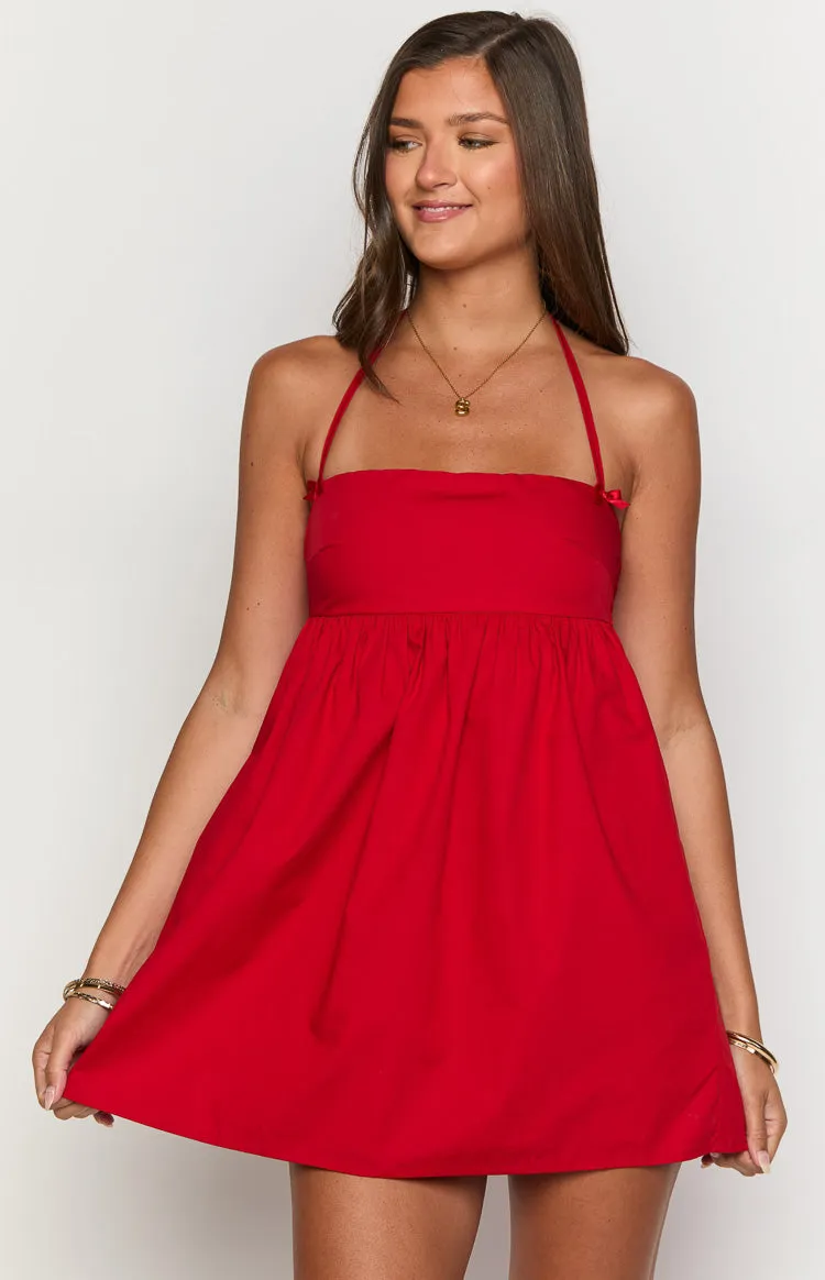 Carter Red Halter Mini Dress