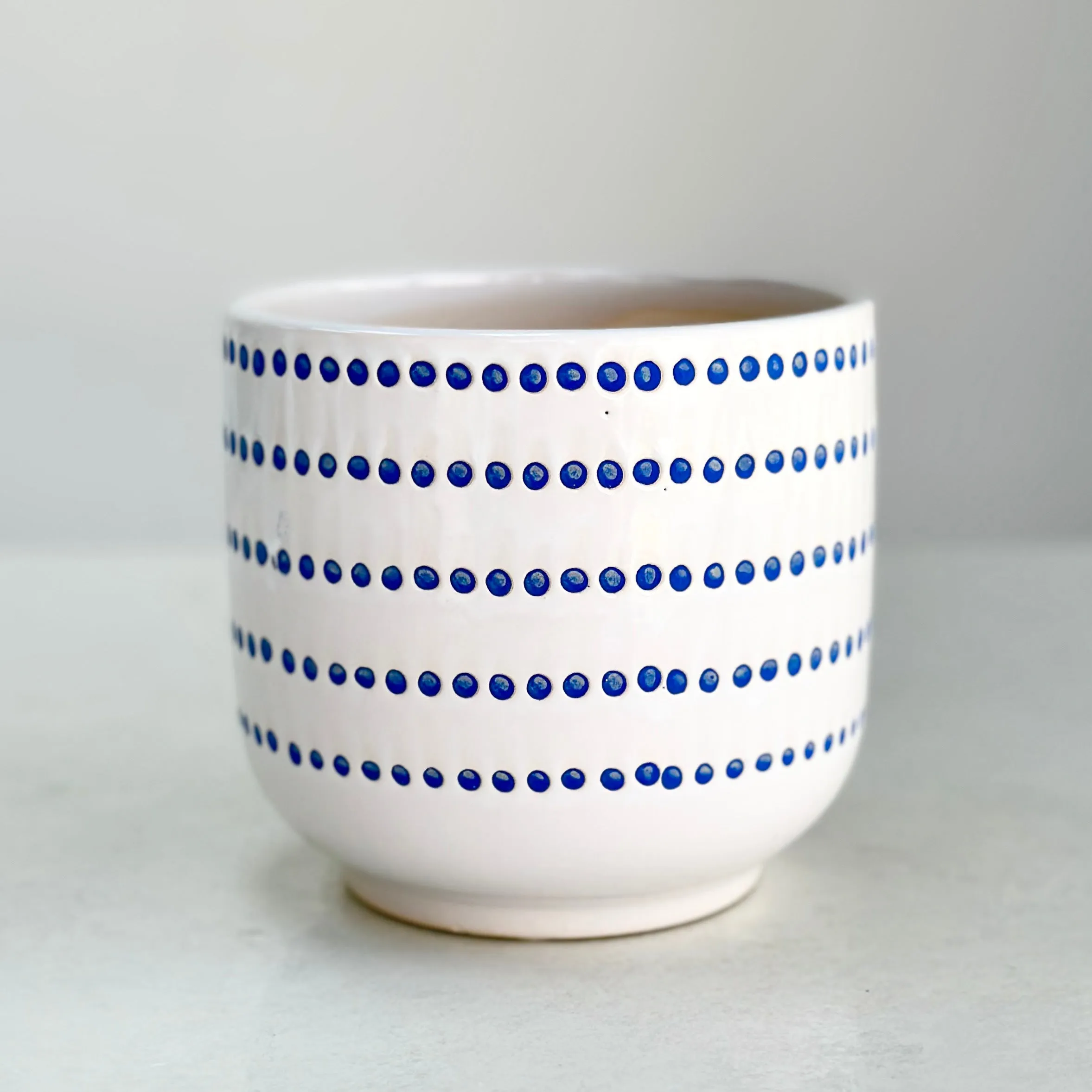 Ceramic Pot with Hand-painted Classic Blue Design