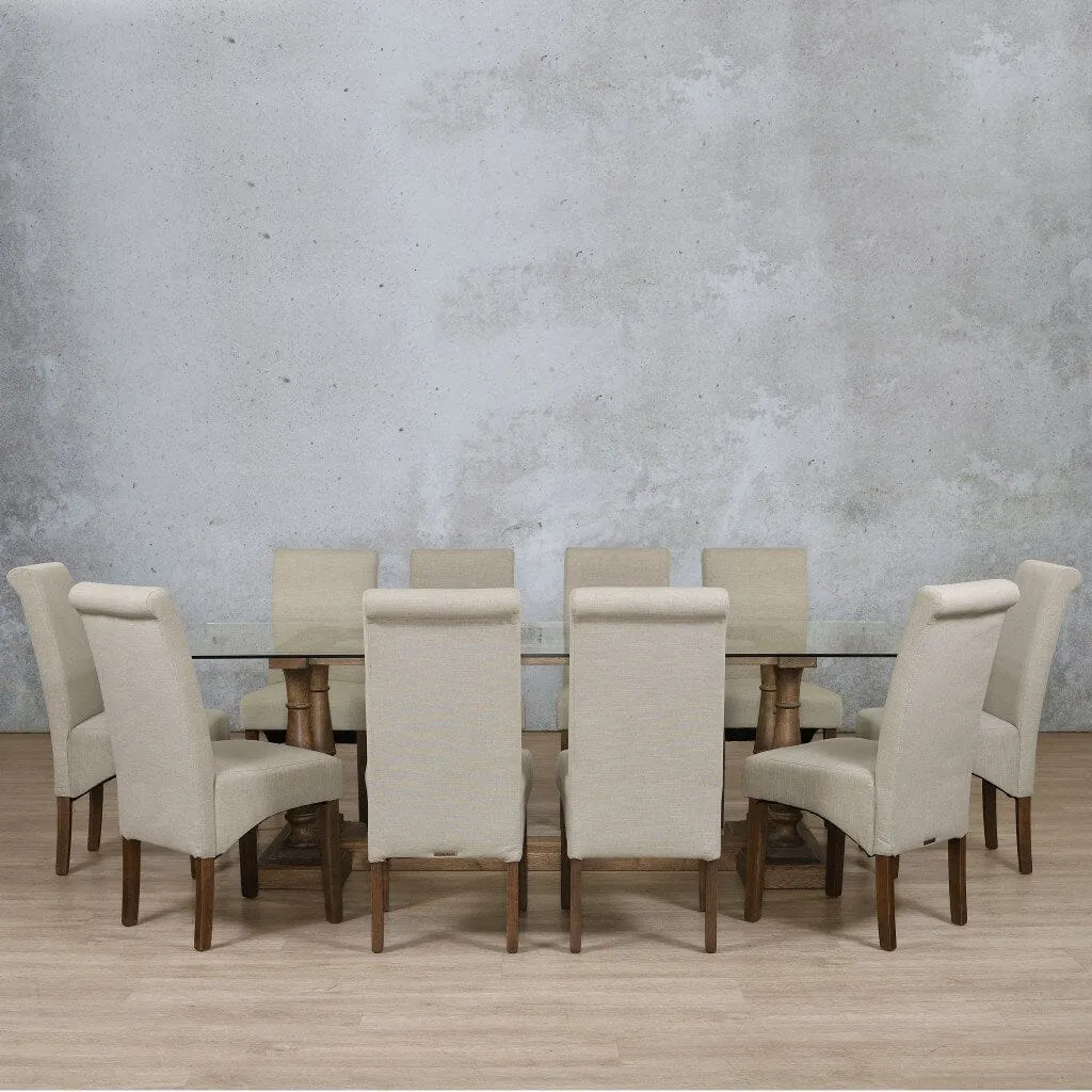 Charlotte Glass Top & Windsor 10 Seater Dining Set