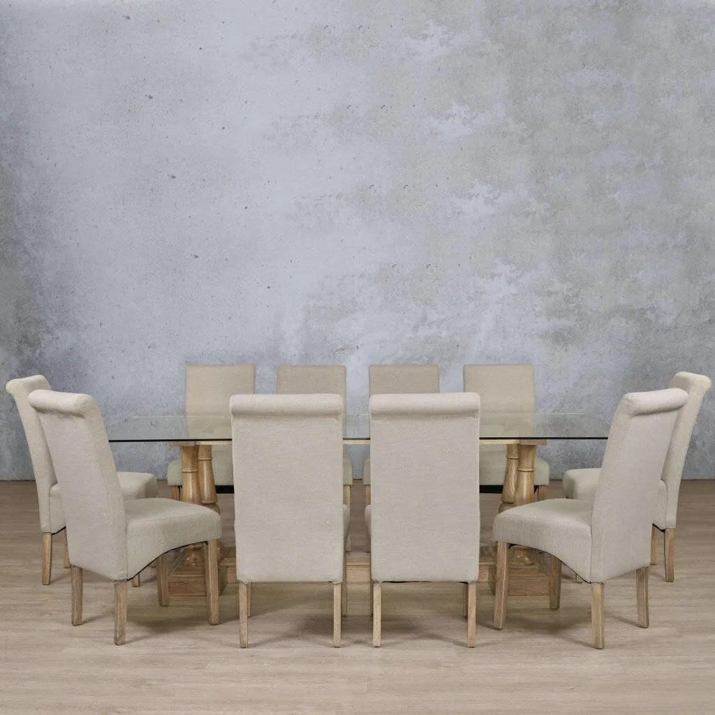 Charlotte Glass Top & Windsor 10 Seater Dining Set