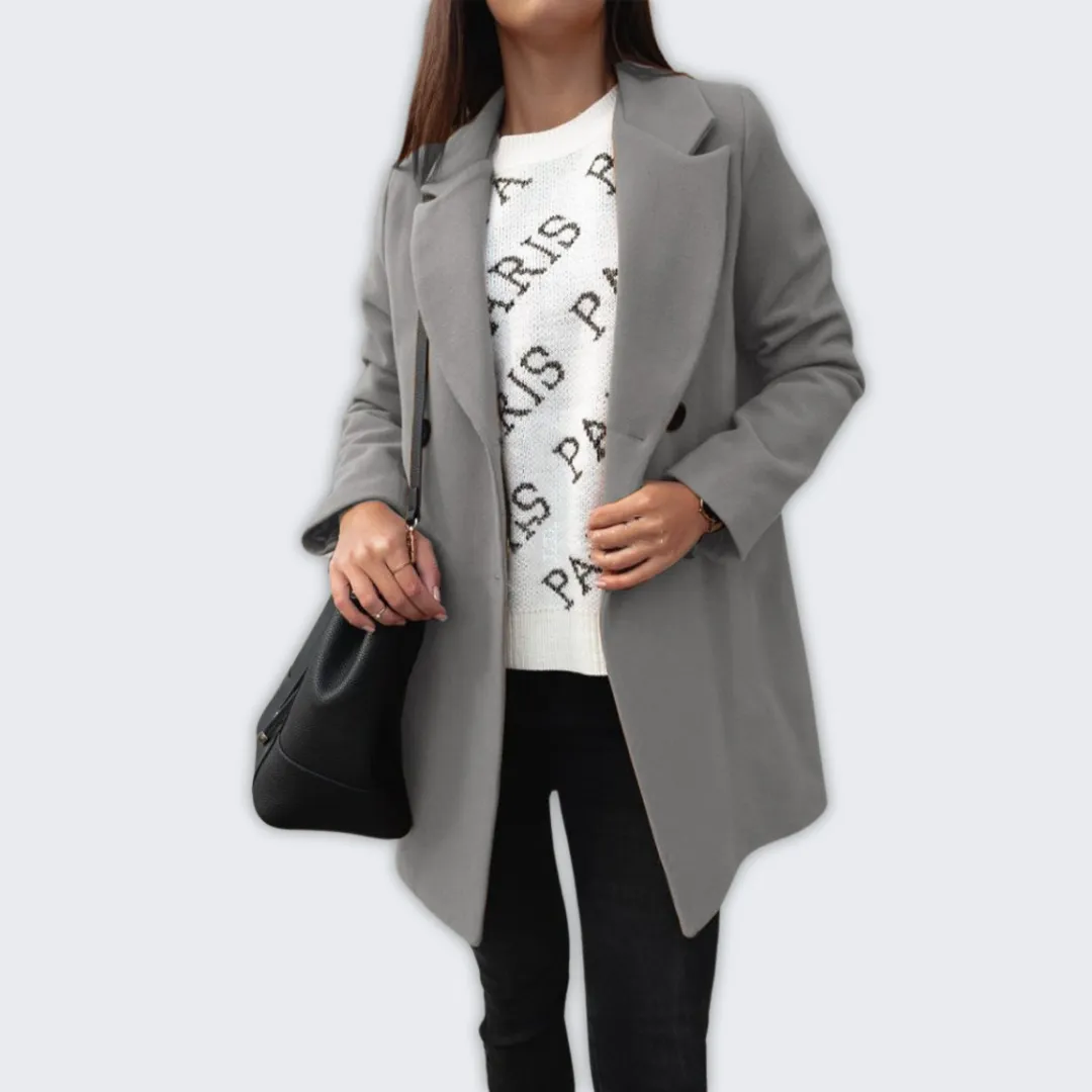 Chic Women's Double-Breasted Wool Coat for Fall & Winter