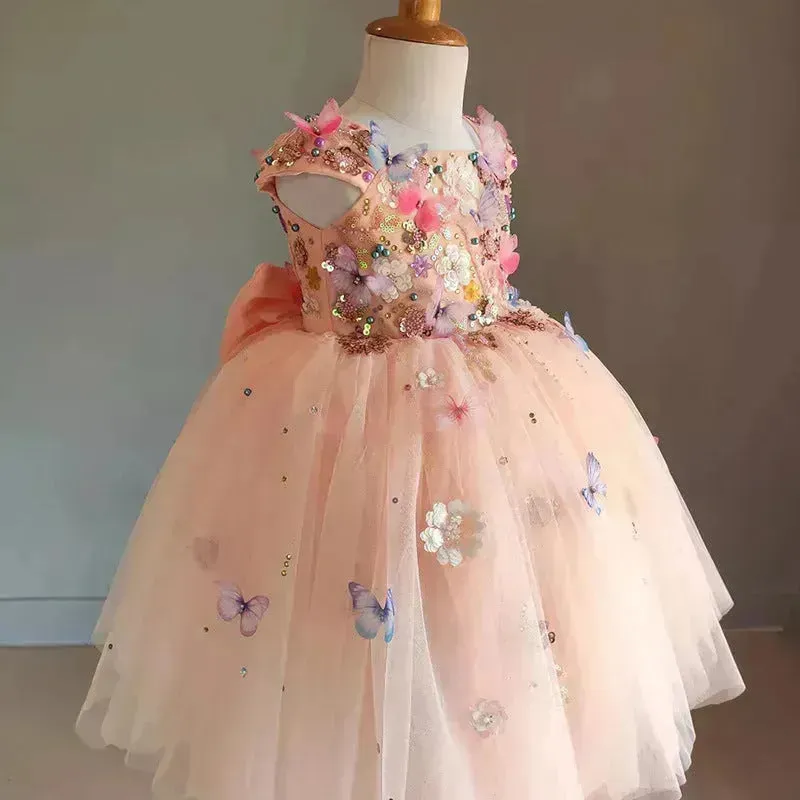 Children's Handmade Flower Fashion Special Dress Princess Ball Gown Dress Birthday Photoshoot Dress for girls Party dress for kids