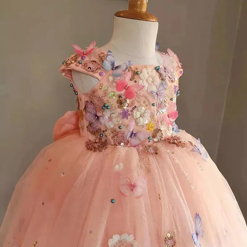 Children's Handmade Flower Fashion Special Dress Princess Ball Gown Dress Birthday Photoshoot Dress for girls Party dress for kids