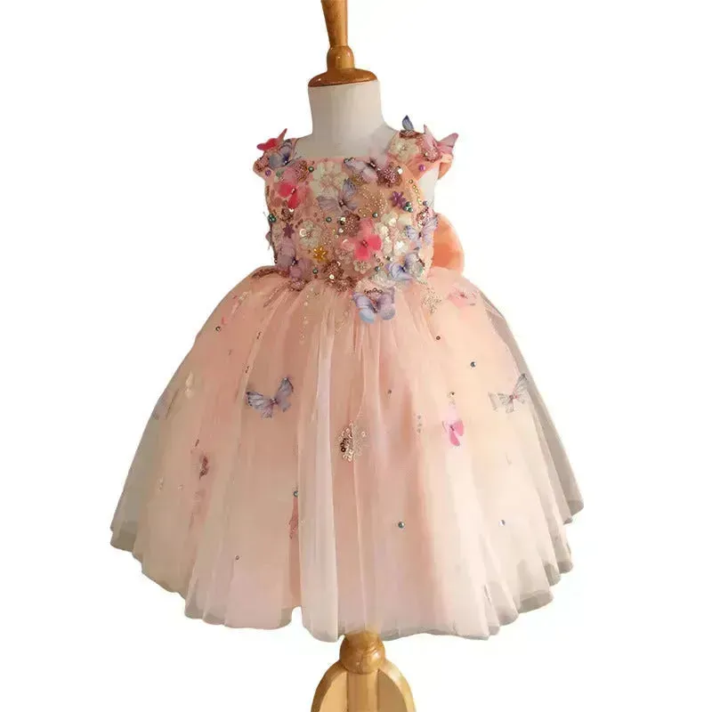 Children's Handmade Flower Fashion Special Dress Princess Ball Gown Dress Birthday Photoshoot Dress for girls Party dress for kids