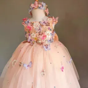 Children's Handmade Flower Fashion Special Dress Princess Ball Gown Dress Birthday Photoshoot Dress for girls Party dress for kids