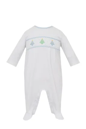 Christmas Trees Boy Long Romper White