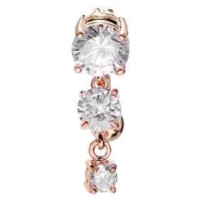 Classic Gem Drop Reverse Belly Bar with Rose Gold Plating